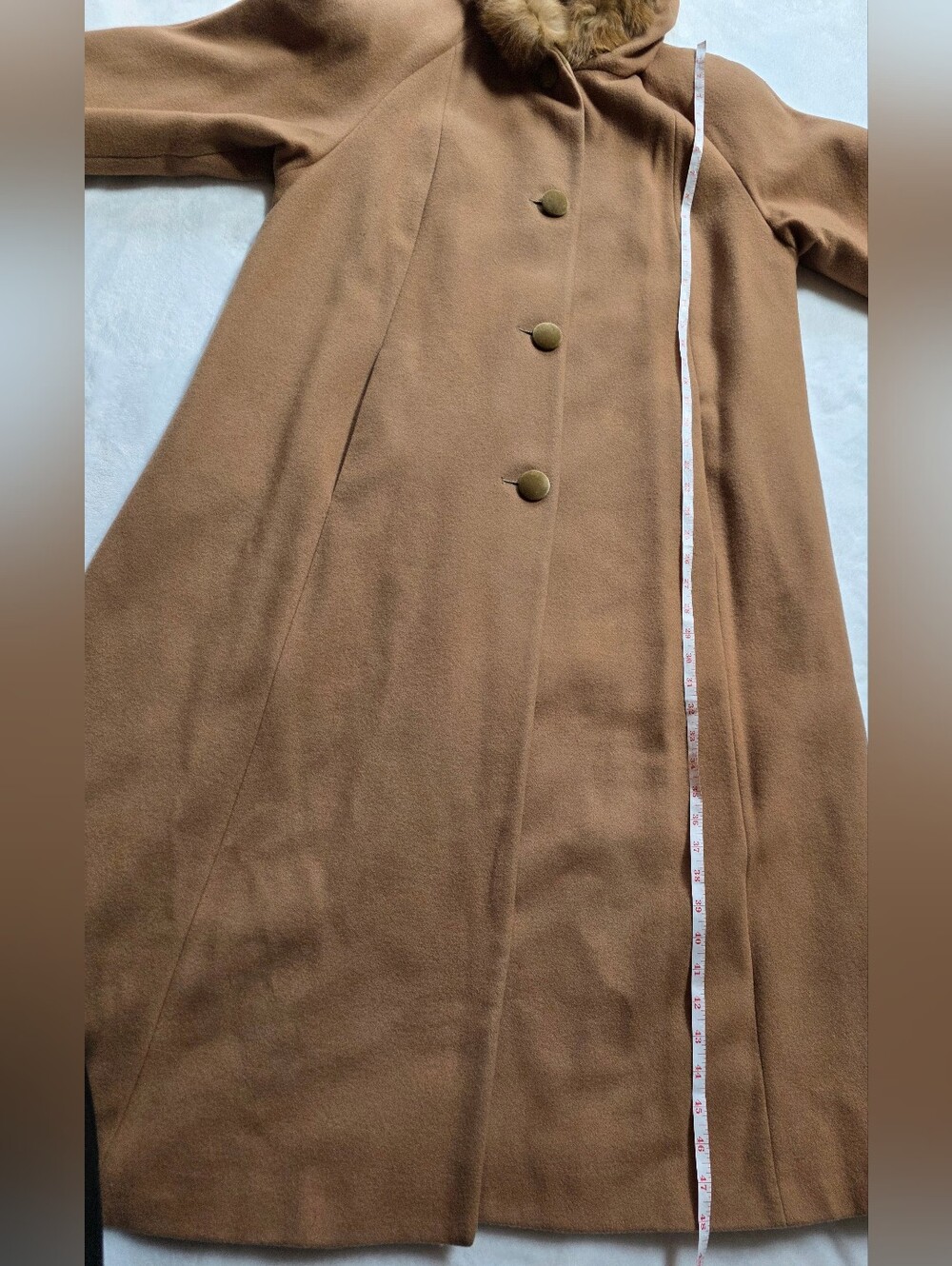 Vintage Donnybrook 100% Wool Coat Size 10 Hooded Fur Trim Made in Ukraine - Picture 7 of 7